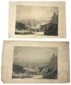 LILIAN WHITEHEAD (1894-1959) - LANDSCAPE WITH HOUSES, 1913 - TWO ETCHINGS ON PAPER