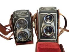 TWO MID CENTURY GERMAN LIPCA ROLLOP TWIN LENS REFLEX TLR CAMERAS