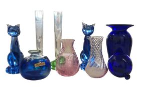 STUDIO ART GLASS - COLLECTION OF VINTAGE VASES, ORNAMENTS & BAUBLE