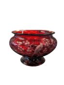 20TH CENTURY BOHEMIAN RUBY GLASS ETCHED BOWL