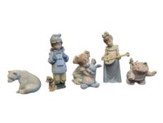 LLADRO & NAO - FIVE LATE 20TH CENTURY SPANISH PORCELAIN FIGURES