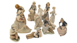 NAO BY LLADRO - LARGE COLLECTION OF TEN HANDMADE CHINA FIGURINES