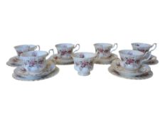 ROYAL ALBERT - 20TH CENTURY BONE CHINA LAVENDER ROSE TEA SERVICE