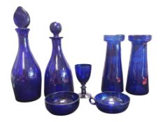 COLLECTION OF LATE 19TH / EARLY 20TH CENTURY BRISTOL BLUE GLASS