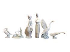 NAO FOR LLADRO - COLLECTION OF SIX SPANISH LATE 20TH CENTURY PORCELAIN FIGURES