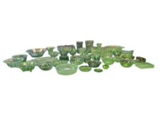 LARGE COLLECTION OF GREEN PRESSED GLASS