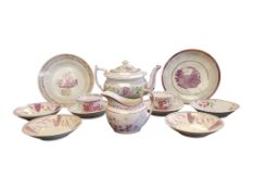 COLLECTION OF 19TH CENTURY STAFFORDSHIRE PINK LUSTREWARE