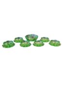 20TH CENTURY ART DECO VASELINE GLASS DESSERT SET