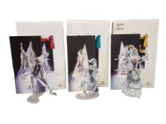 SWAROVSKI - 1999 TO 2001 MASQUERADE SERIES SET OF THREE CRYSTAL FIGURES