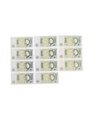1978-81 ELEVEN CONSECUTIVE ONE POUND BANKNOTES