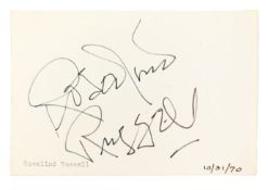 HOLLYWOOD - ROSALIND RUSSELL (D.1976) - AUTOGRAPH ON CARD