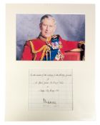 CHARLES III - AUTOGRAPH FROM A VISITOR'S BOOK