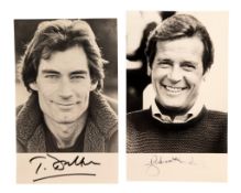 ACTORS - TIMOTHY DALTON & ROGER MOORE - JAMES BOND 007 SIGNED PHOTOGRAPHS