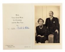 PRIME MINISTER - CLEMENT AND VIOLET ATTLEE SIGNED CHRISTMAS CARD