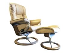 20TH CENTURY EKORNES STRESSLESS ARMCHAIR & FOOTSTOOL