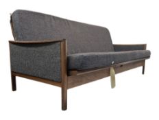 DANISH MODERN DESIGN - MID CENTURY TEAK SHOW WOOD FRAME SOFA DAY BED