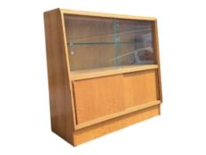 G PLAN FURNITURE - MID CENTURY G PLAN GLAZED TEAK WATERFALL DISPLAY CABINET