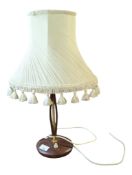 MID CENTURY TEAK & GILT METAL TABLE LAMP