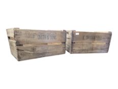 TWO VINTAGE 20TH CENTURY PINE WOOD APPLE ADVERTISING CRATES