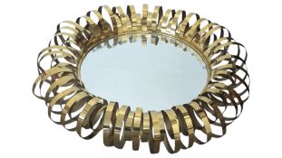 CONTEMPORARY DESIGNER GILT STYLE BENT METAL WALL MIRROR