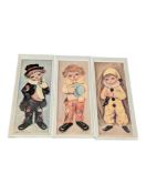 THREE MID CENTURY OZZ FRANCA CLOWN PRINTS