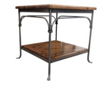 VINTAGE 20TH CENTURY PINE & METAL COFFEE TABLE