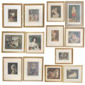 THIRTEEN MEZZOTINTS FROM THE MUSEUM GALLERIES - AFTER VERMEER, GEORGE MORLAND, THOMAS LAWRENCE, ETC.