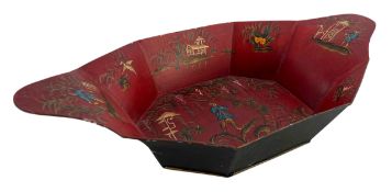 20TH CENTURY CHINOISERIE FLARED COLD PAINTED METAL TRAY