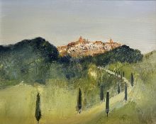 DAVID WALSH (B. 1958) - UNTITLED ITALIAN OIL ON BOARD LANDSCAPE