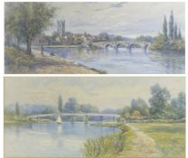 CLAUDE HAMILTON ROWBOTHAM - CHRISTCHURCH VIEWS - TWO WATERCOLOURS