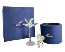 SWAROVSKI - GLASS CRYSTAL MONKEY & PALM TREE ORNAMENTS, BOXED