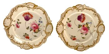 ATT. BILLINGSLEY FOR COALPORT - PAIR OF 19TH CENTURY VICTORIAN HAND-PAINTED PORCELAIN PLATES