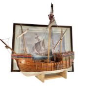 A MODEL OF A BOAT- THE MATTHEW & A PRINT OF THE BOAT SIGNED