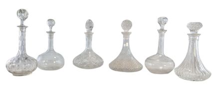 SIX 20TH CENTURY GLASS SHIP DECANTERS