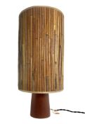 MID 20TH CENTURY TEAK TABLE LAMP LIGHT & BAMBOO SHADE