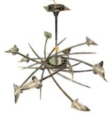 GLO MAN & TRAD - FLAVIA SERIES BY MANTRA - MODERN DESIGNER TEN-ARM CEILING LIGHT