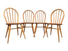 ERCOL - MODEL 2056 - SET FOUR BEECH & ELM DINING CHAIRS