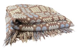 VINTAGE 20TH CENTURY WOOL TRADITIONAL WELSH BLANKET/BED THROW