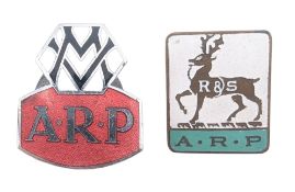 WWII SECOND WORLD WAR AIR RAID PRECAUTIONS BADGES