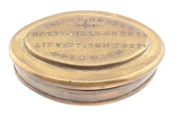 EARLY 20TH CENTURY BRASS TOBACCO TIN OF LOCAL INTEREST