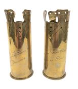 PAIR OF WWI FIRST WORLD WAR TRENCH ART SHELL CASES