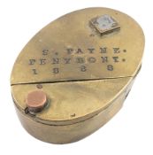 19TH CENTURY BRASS TOBACCO TIN