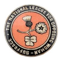 SUFFRAGETTES - RARE EARLY ANTI-SUFFRAGE MOVEMENT CELLULOID BADGE