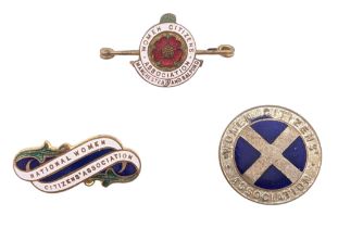 SUFFRAGETTE RELATED - THREE EARLY 20TH CENTURY WOMEN'S ASSOCIATION BADGES