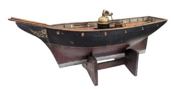 19TH CENTURY HAND MADE WOODEN STREAM BOAT