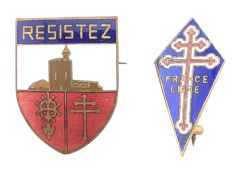 WWII INTEREST - FREE FRANCE / RESISTANCE RELATED ENAMEL BADGES