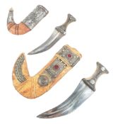 TWO MIDDLE EASTERN YEMENI JAMBIYA DAGGERS