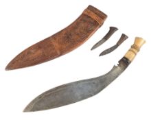 NEPALESE KUKRI KNIFE WITH DECORATIVE CARVED SHEATH