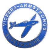 WWII SECOND WORLD WAR VICKERS ARMSTRONG WORKER'S BADGE