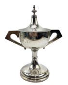 GEORGE V ART DECO HALLMARKED SILVER LIDDED TROPHY CUP / MILITARY INTERESTS